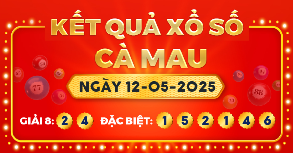 Kết quả xổ số Cà Mau ngày 12/5/2025