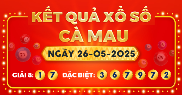 Kết quả xổ số Cà Mau ngày 26/5/2025